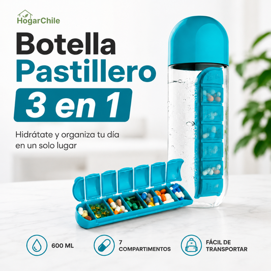 Botella Pastillero 3 en 1 | 600ML ⭐