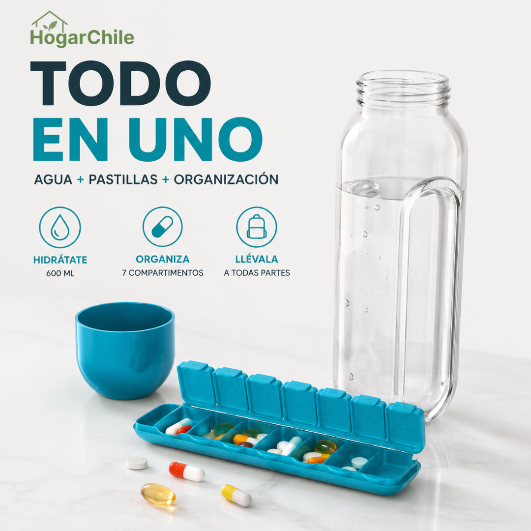 Botella Pastillero 3 en 1 | 600ML ⭐
